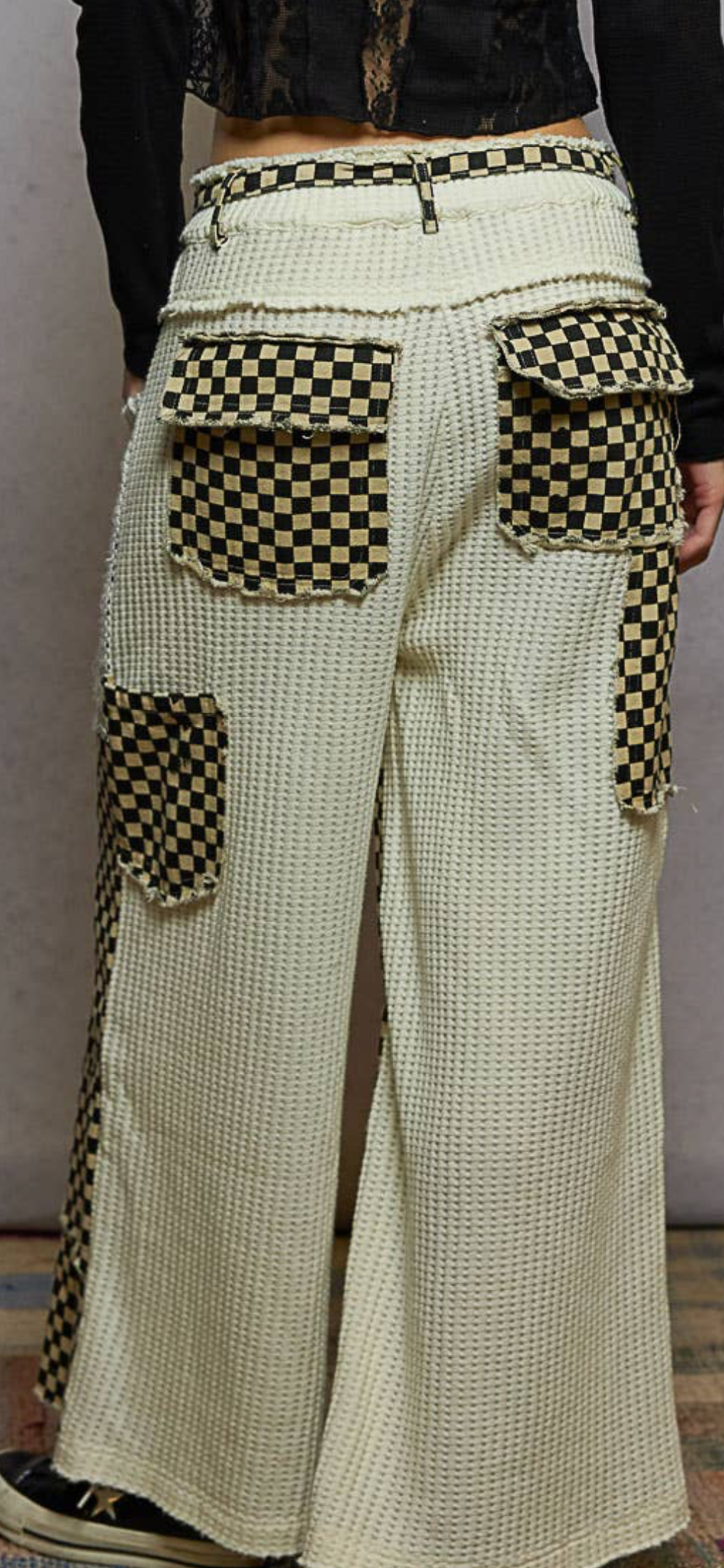 Cream checkered jeans