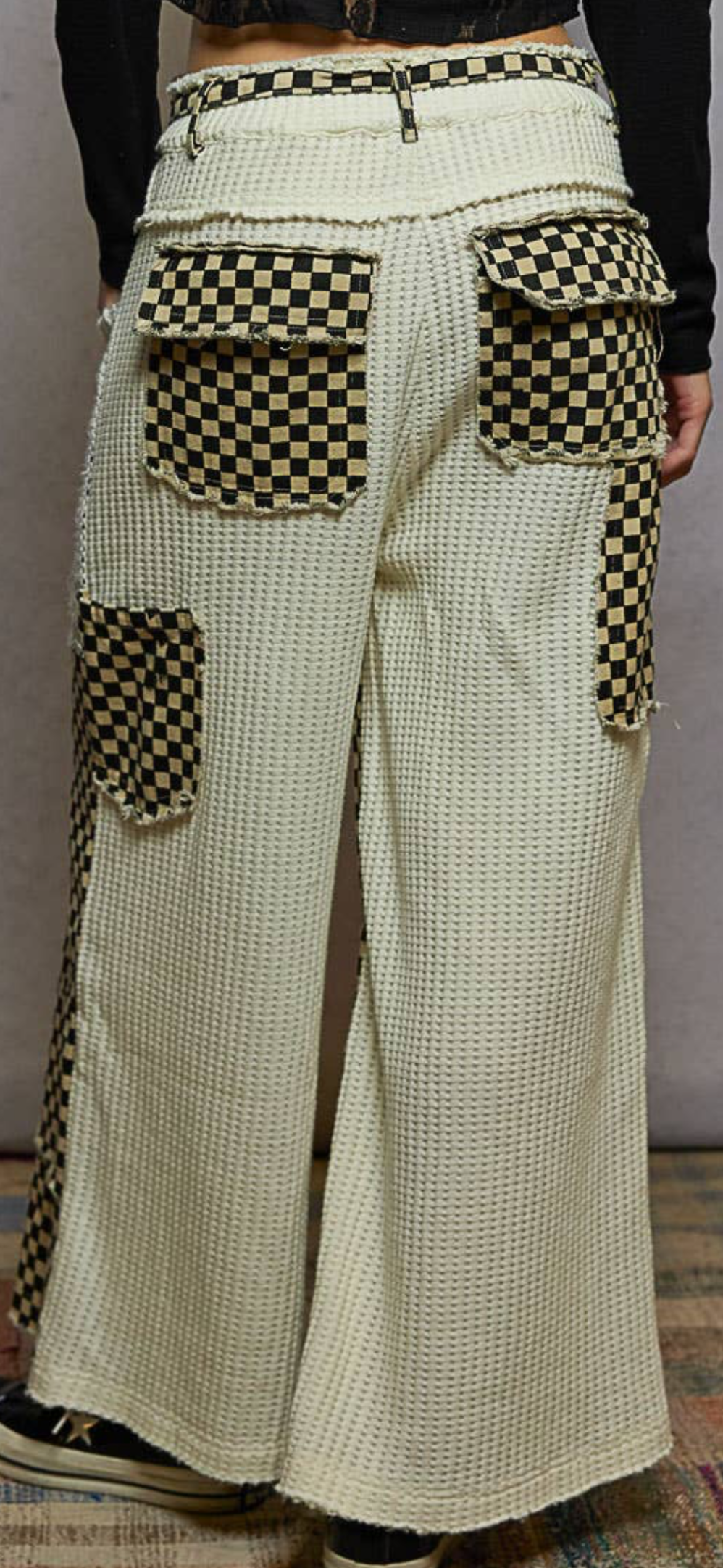 Cream checkered jeans