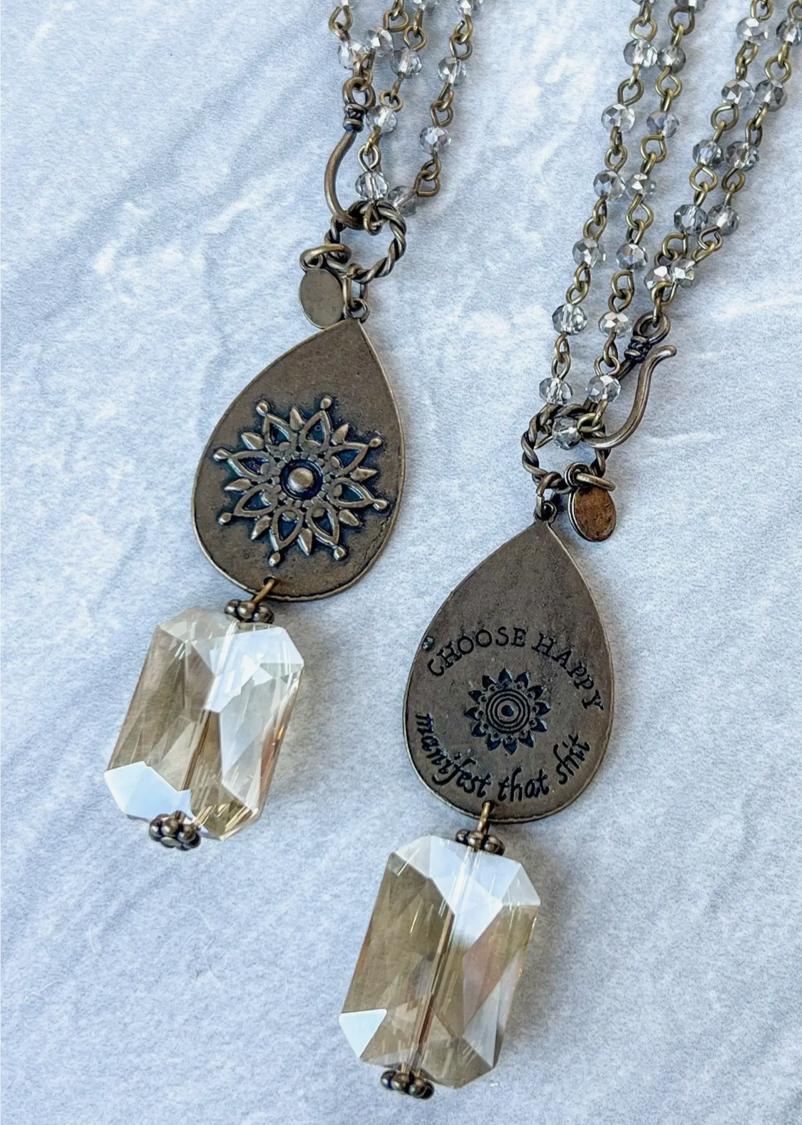 Choose Happy Necklace in Bronze