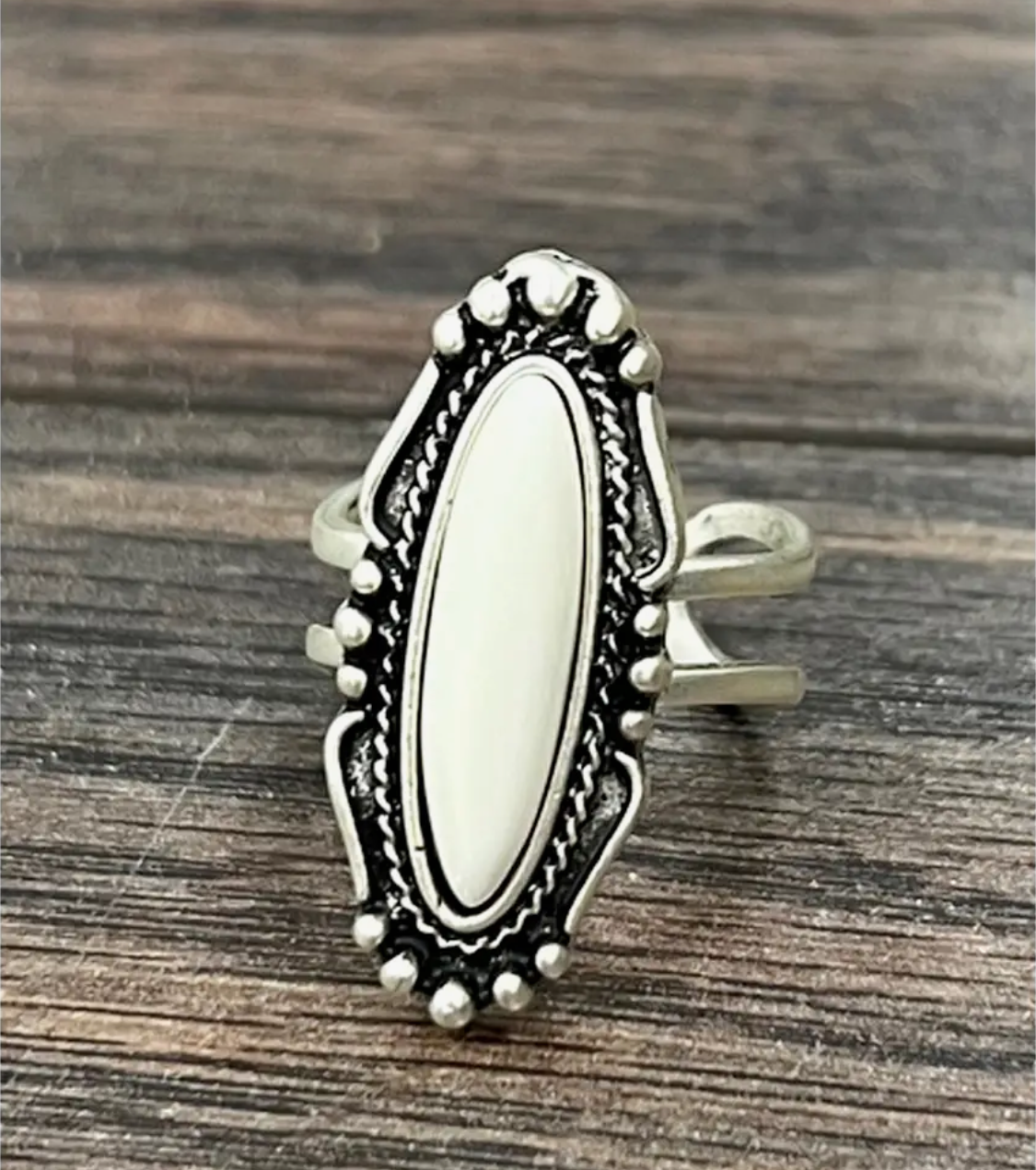 Western White Turquoise Adjustable Ring