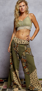 Olive Patch Work Pants