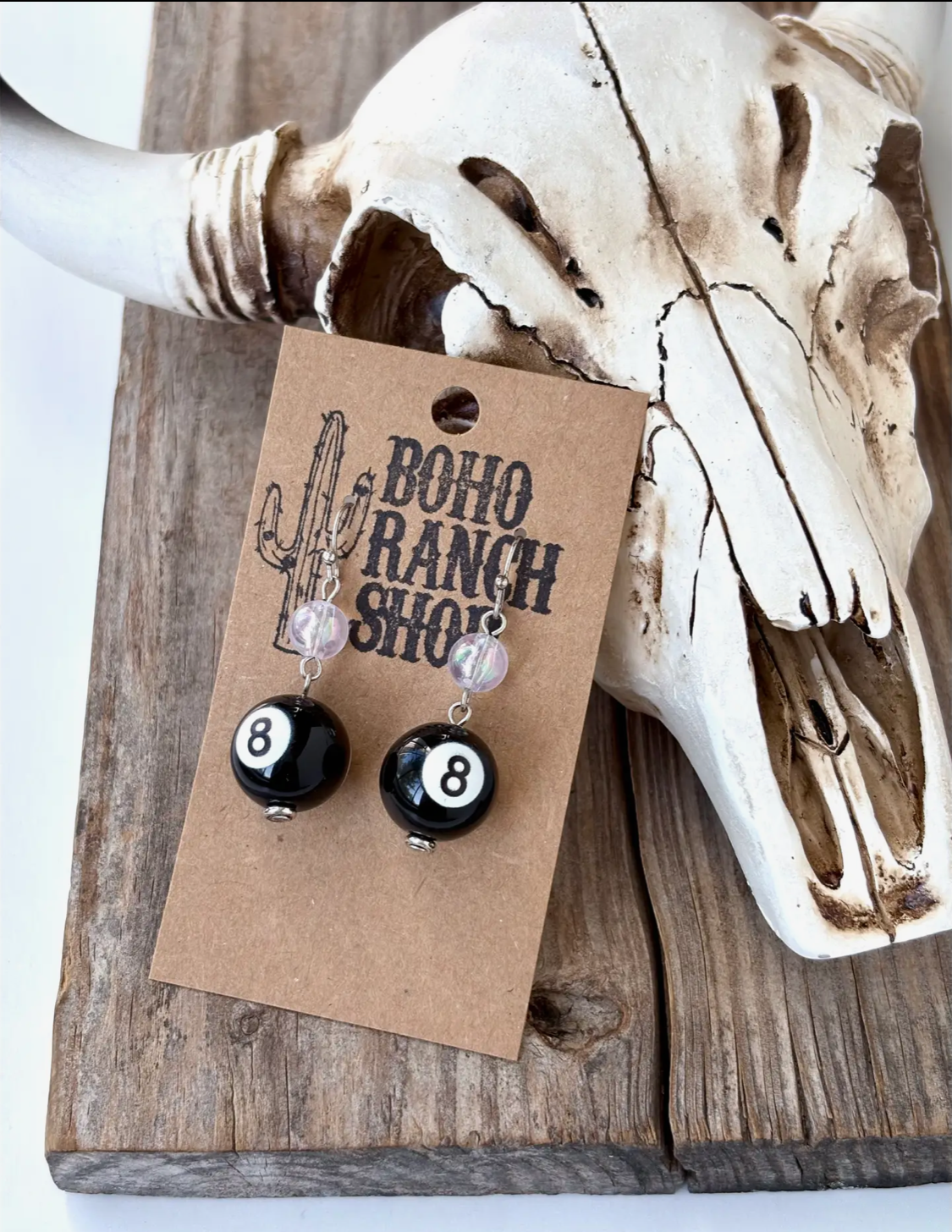 Eight Ball Dangle Earrings