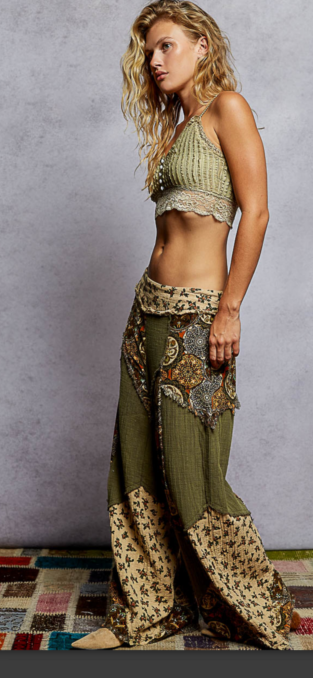 Olive Patch Work Pants