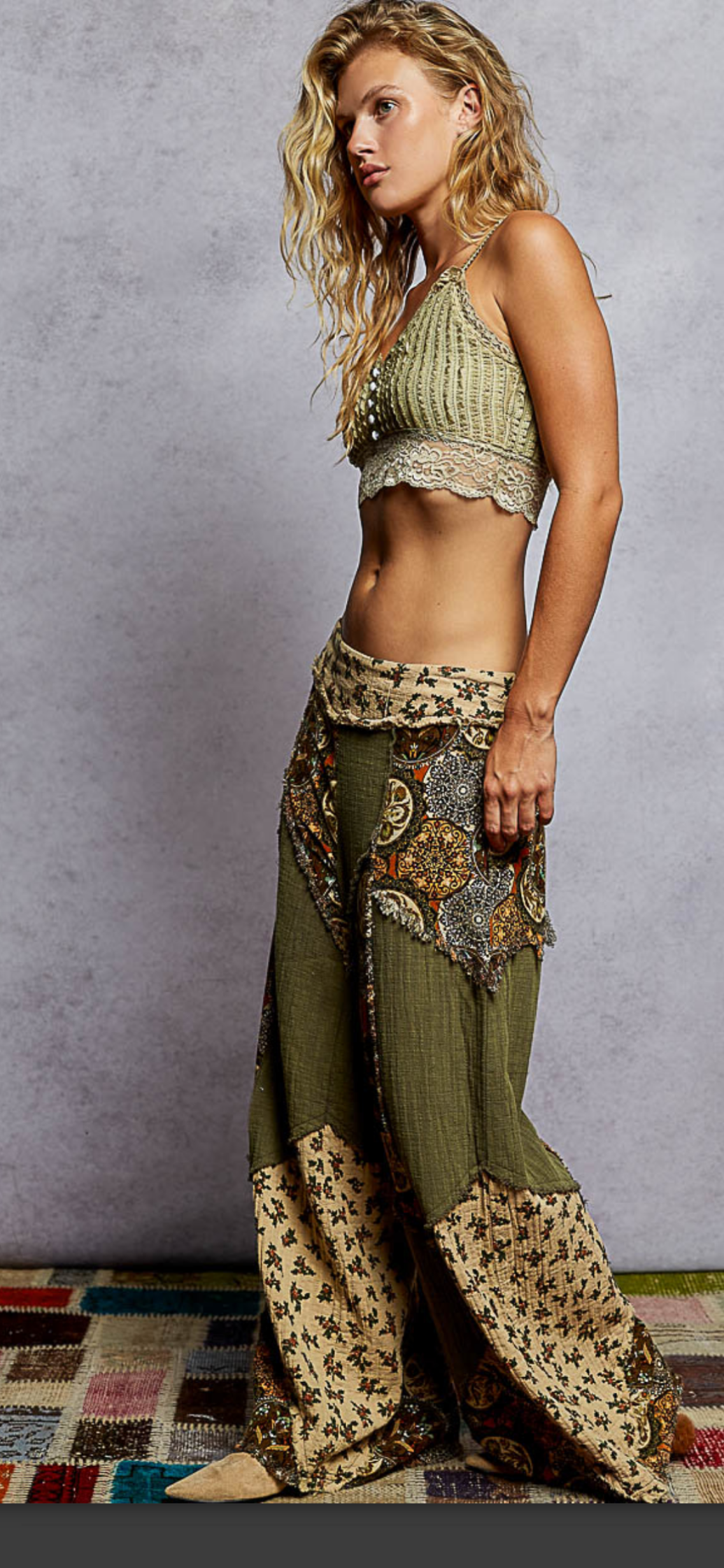 Olive Patch Work Pants