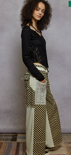 Cream checkered jeans