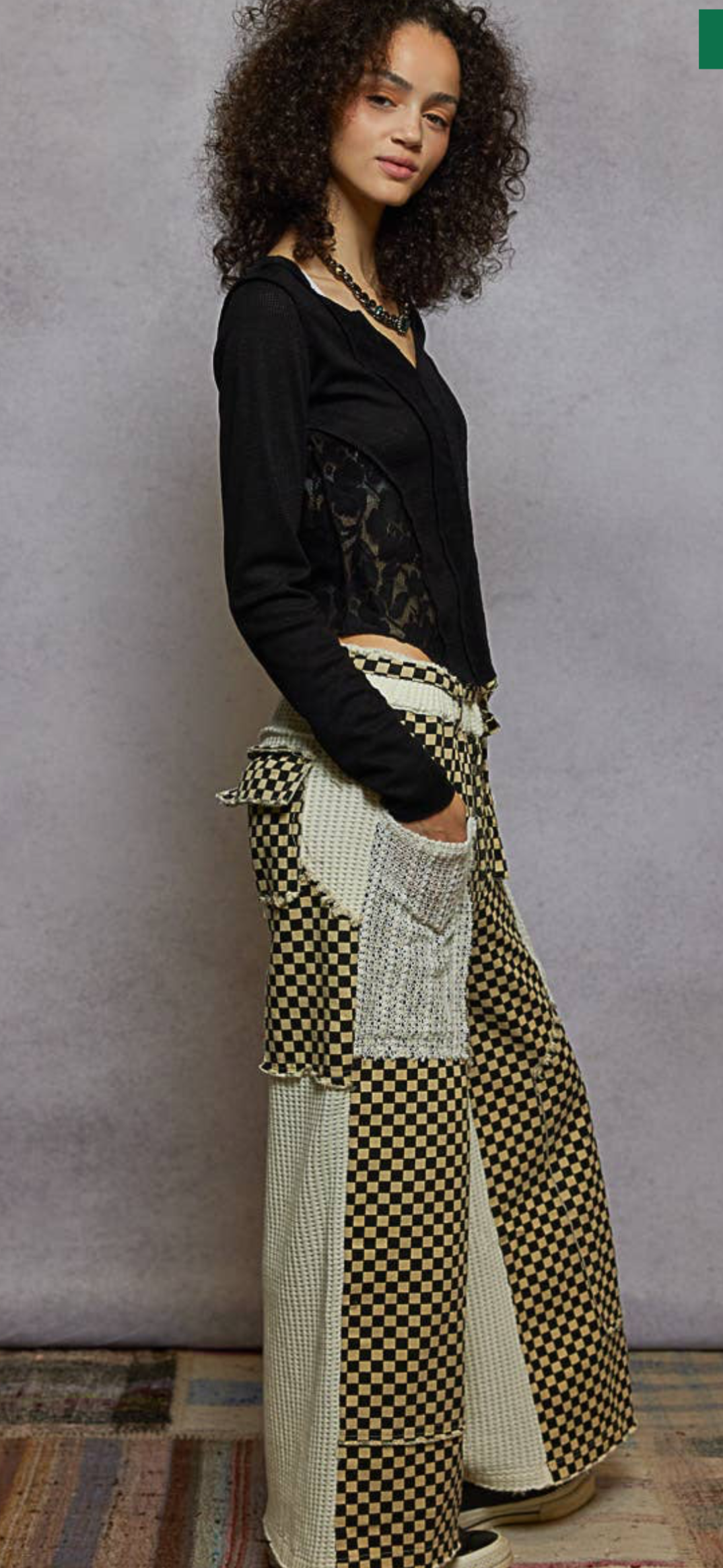 Cream checkered jeans