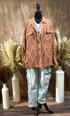 Mineral Washed Button Down Lace Top