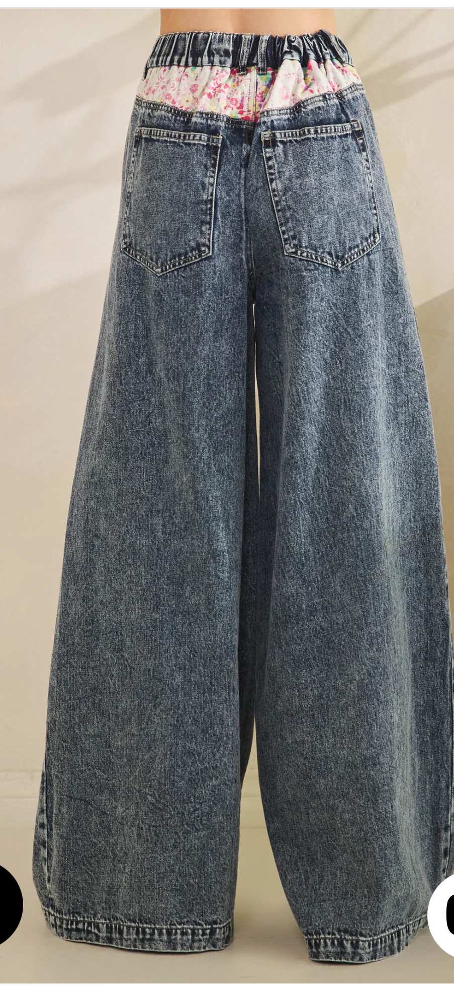 Washed Button Down Wide Leg Denim Pants