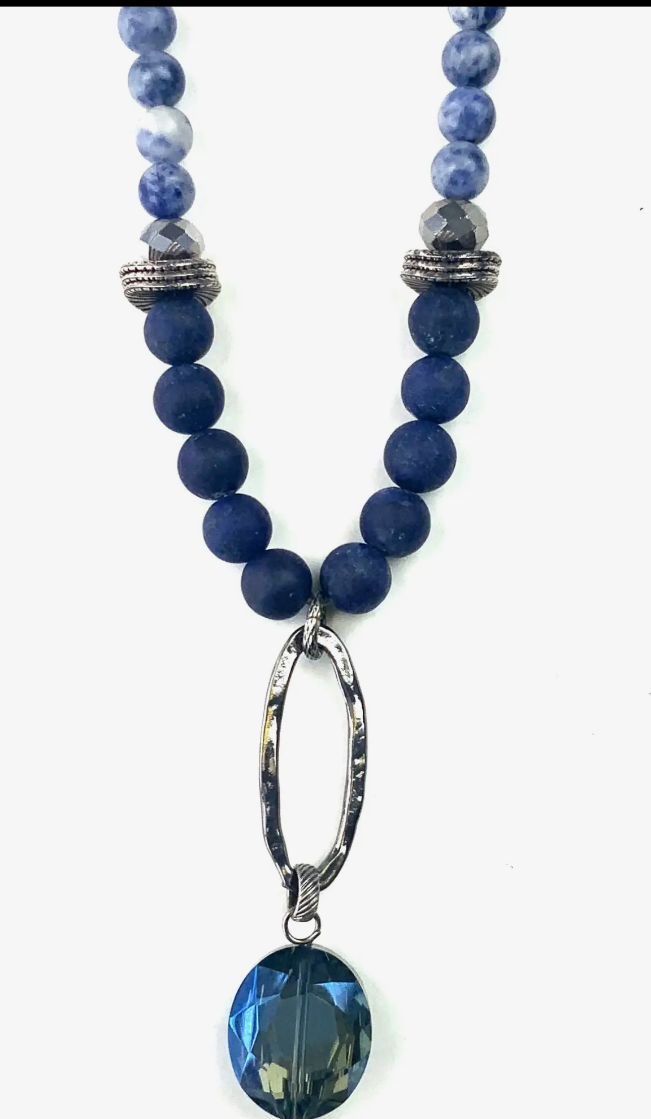 NK Beaded & Chain Pendant Necklace with Ring, Cross Drop