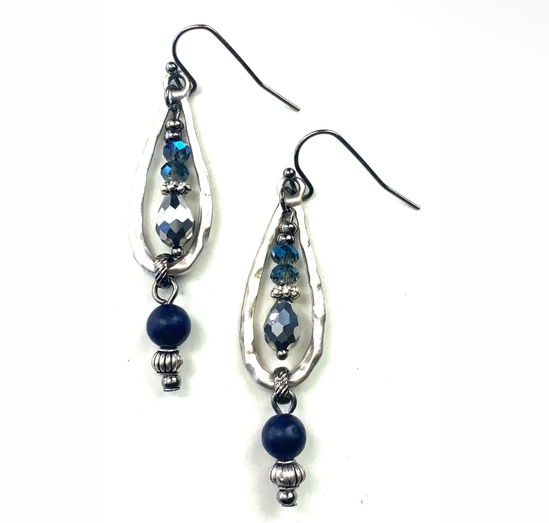 Hammered Teardrop w/Beaded Dangles
