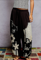 Solid Pattern Patch Detail Rib Knit Jogger Pants