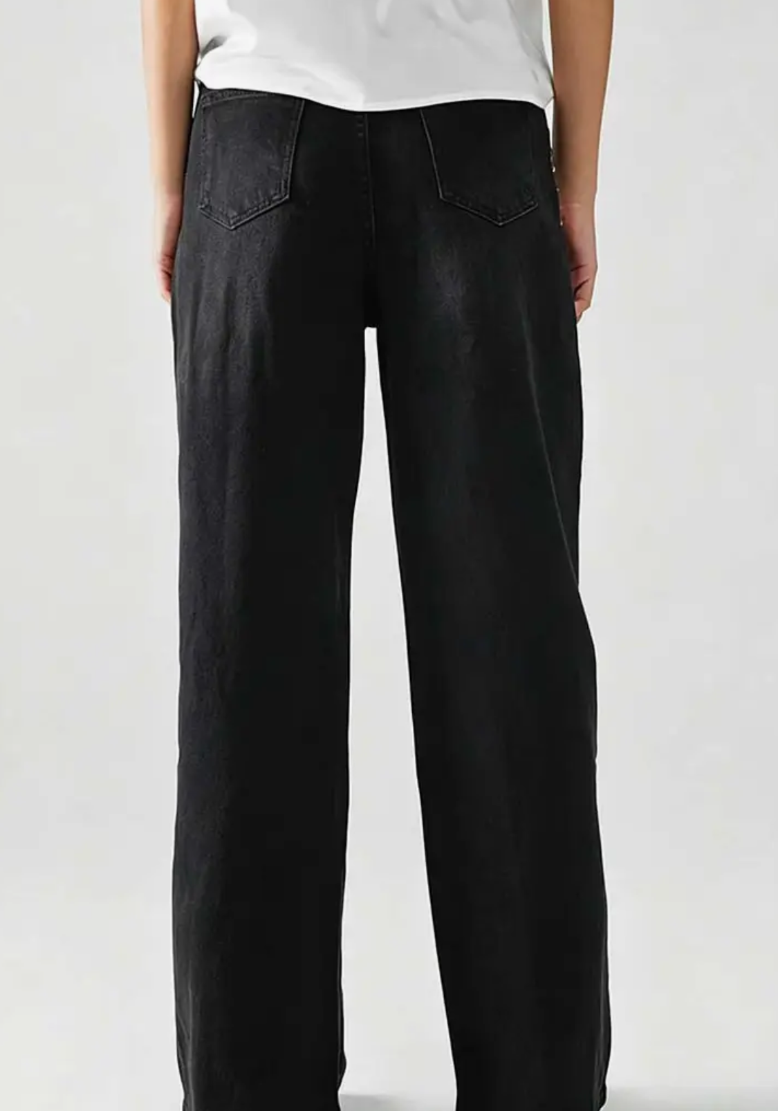 Studded Straight Denim Jeans-washed black