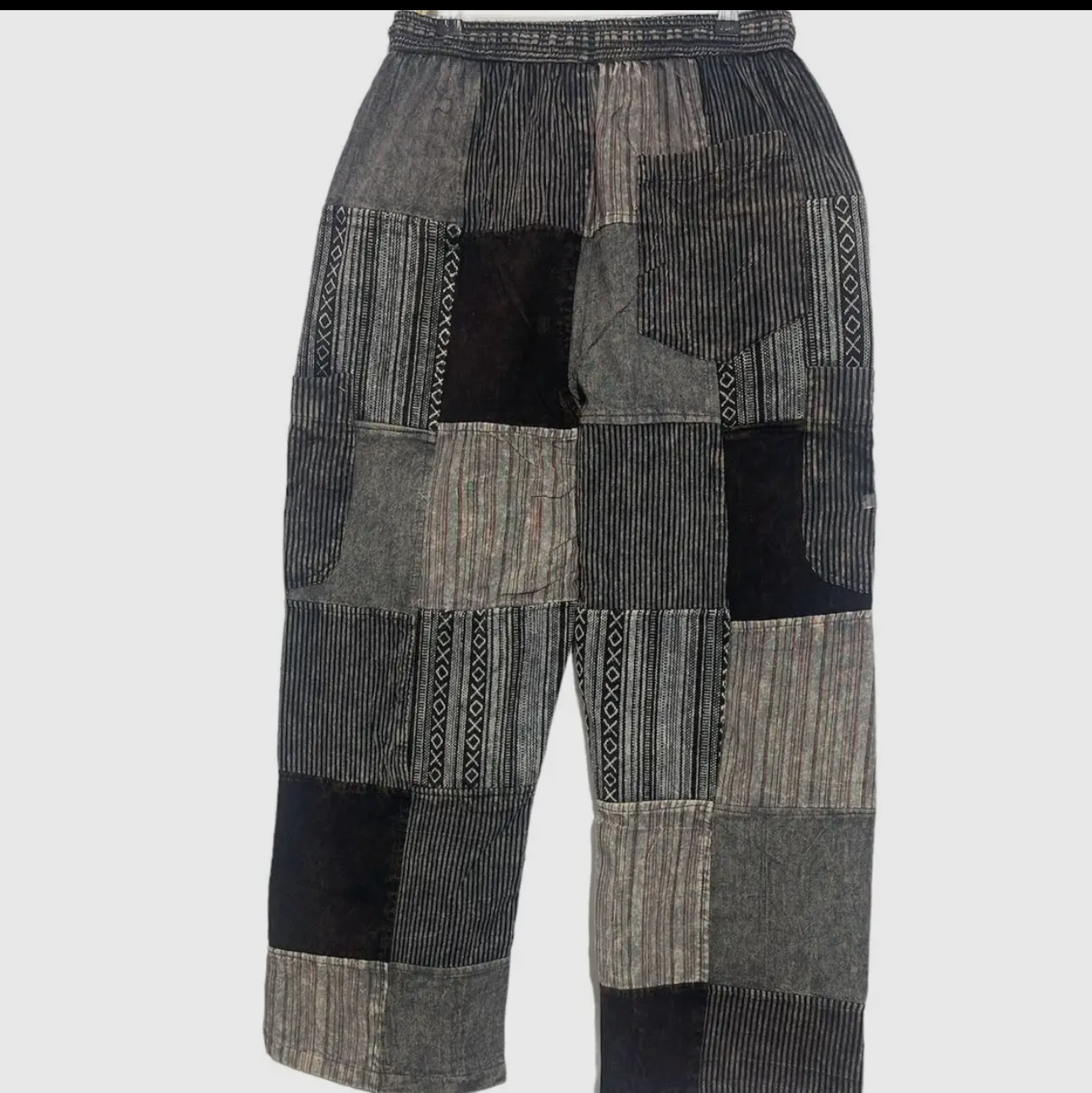 Cotton Stonewash Patchwork Black Multi Pants