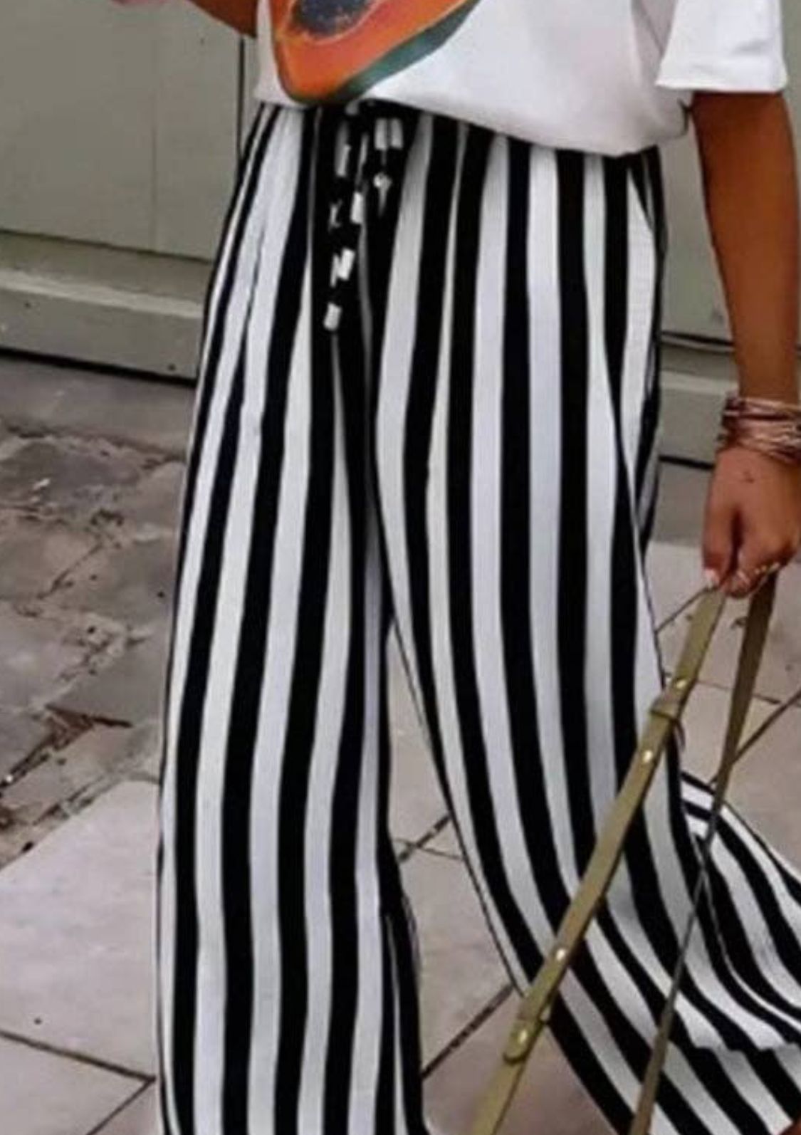 Striped Wide Leg Casual Pants