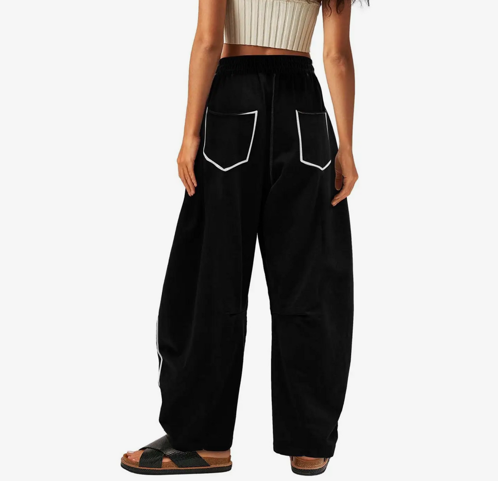 Simple Drawstring Mid-Waist Casual Pants