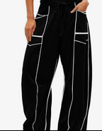 Simple Drawstring Mid-Waist Casual Pants