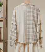 Bohemian Lace Panel Mixed Stripe Shirt