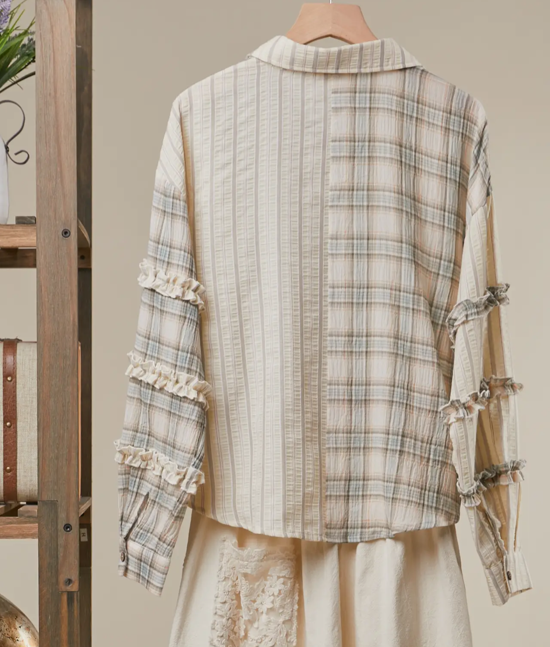 Bohemian Lace Panel Mixed Stripe Shirt
