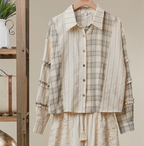 Bohemian Lace Panel Mixed Stripe Shirt