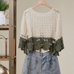 Boho Color Block Crochet Top