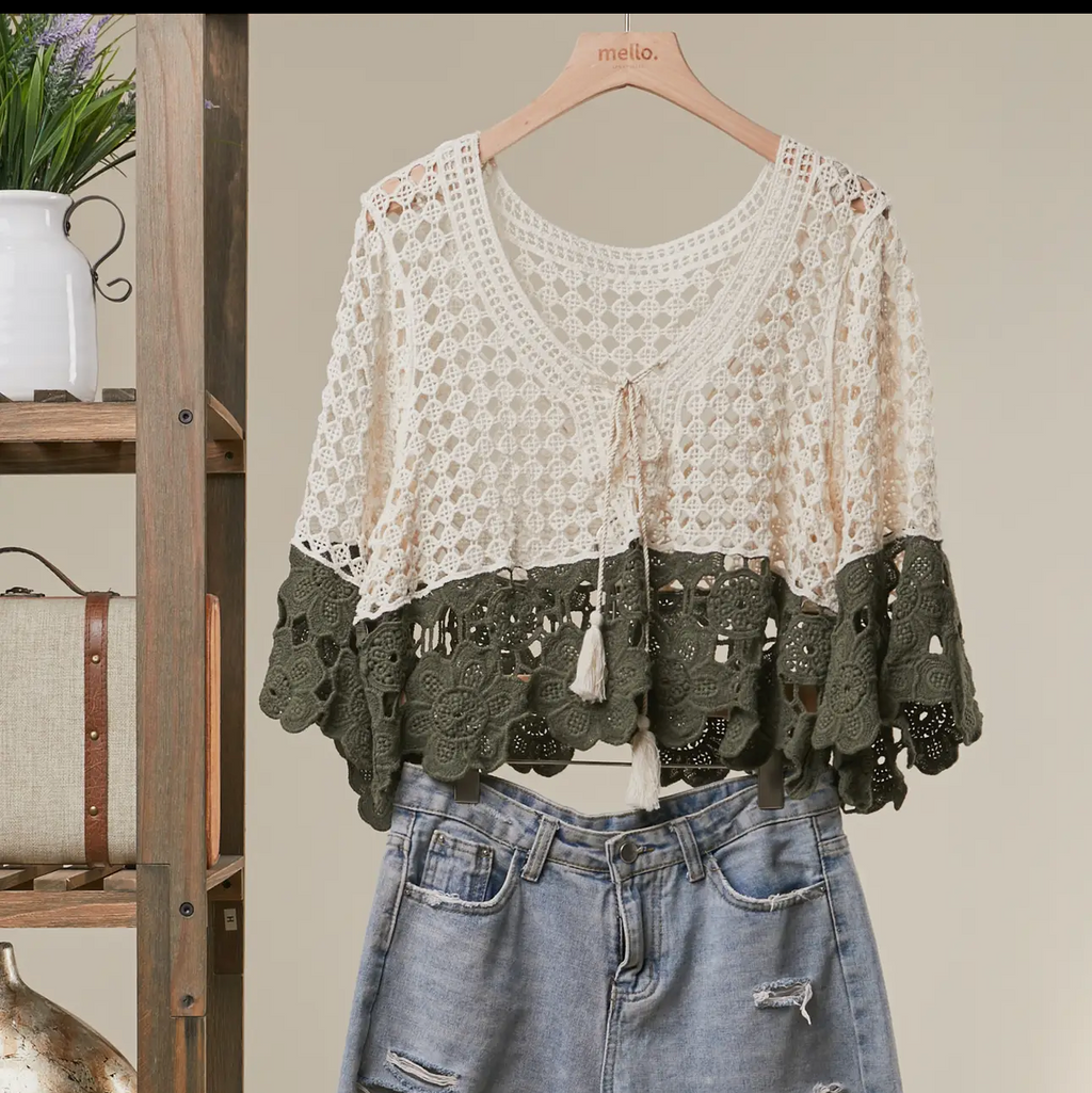 Boho Color Block Crochet Top