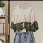 Boho Color Block Crochet Top