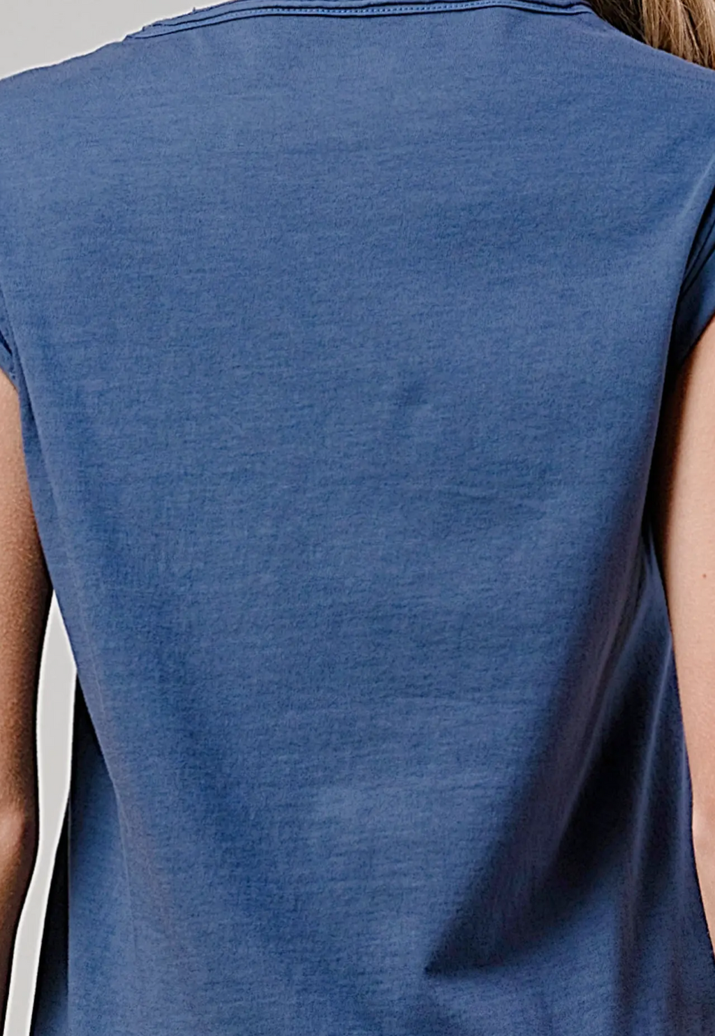 Born Free Relaxed Fit Distressed Rolled Sleeve Muscle Top
