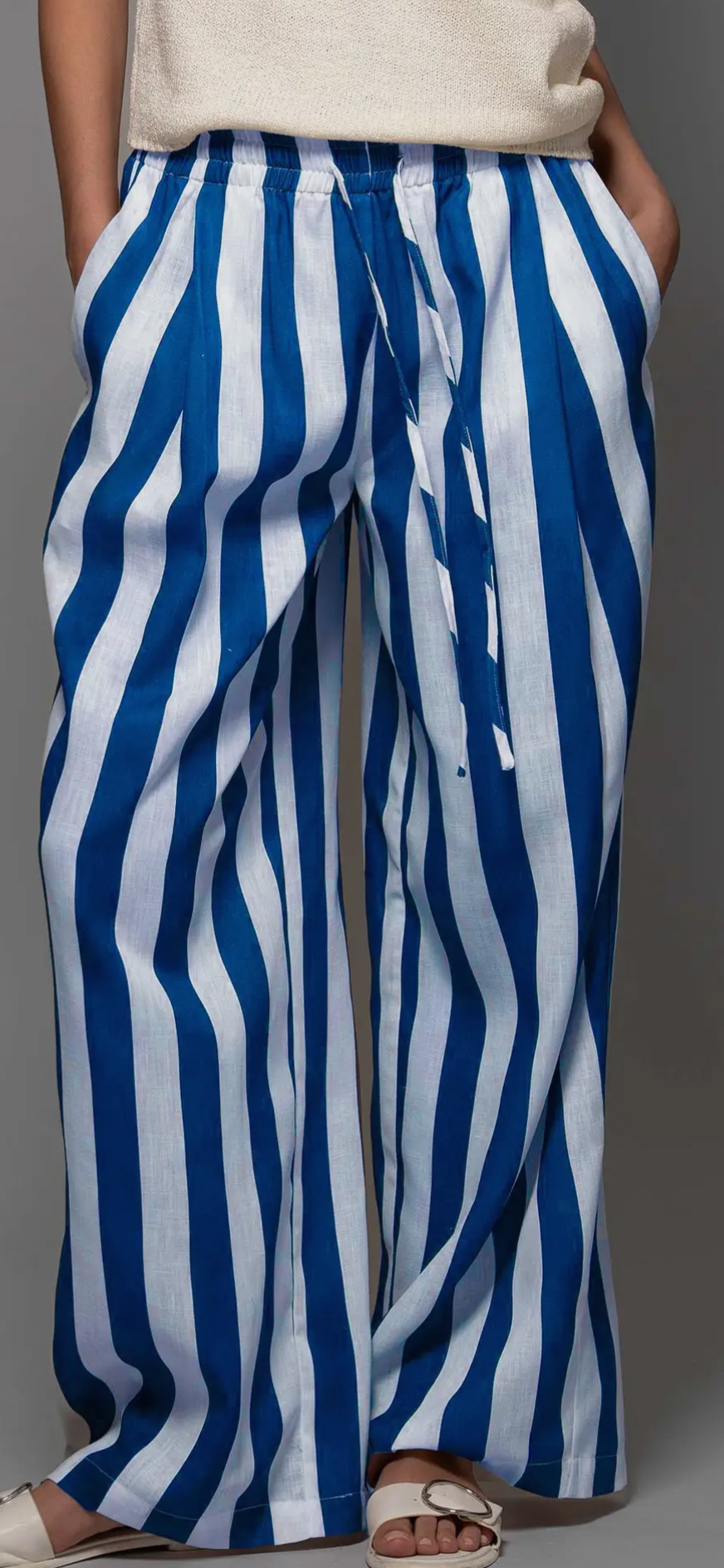 Breezy Linen-Blend Striped Wide Leg Pants