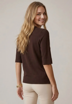 Brown Short Sleeve Knit Top