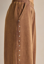 Vintage Acid Washed Sweatpants- Brown with studs