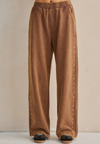 Vintage Acid Washed Sweatpants- Brown with studs