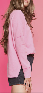 Button Down Side Slit Pullover Knit Top