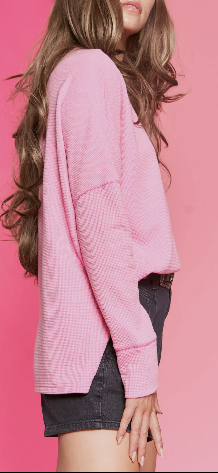 Button Down Side Slit Pullover Knit Top