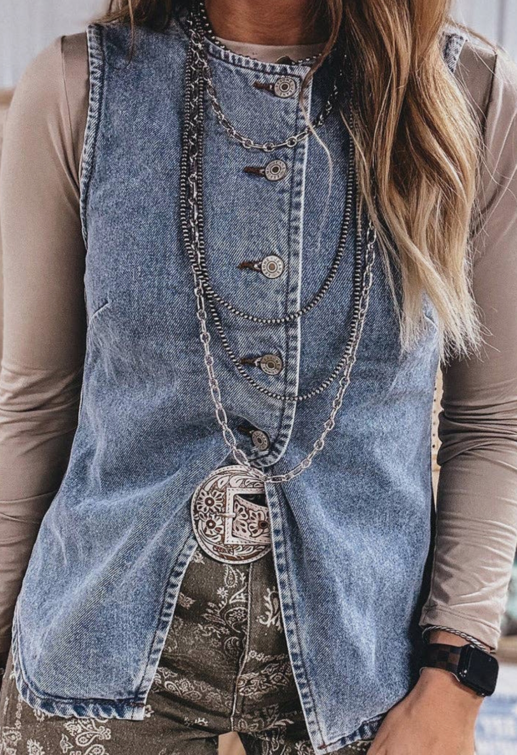 Button Up Denim Vest