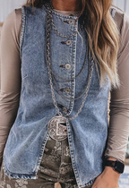 Button Up Denim Vest