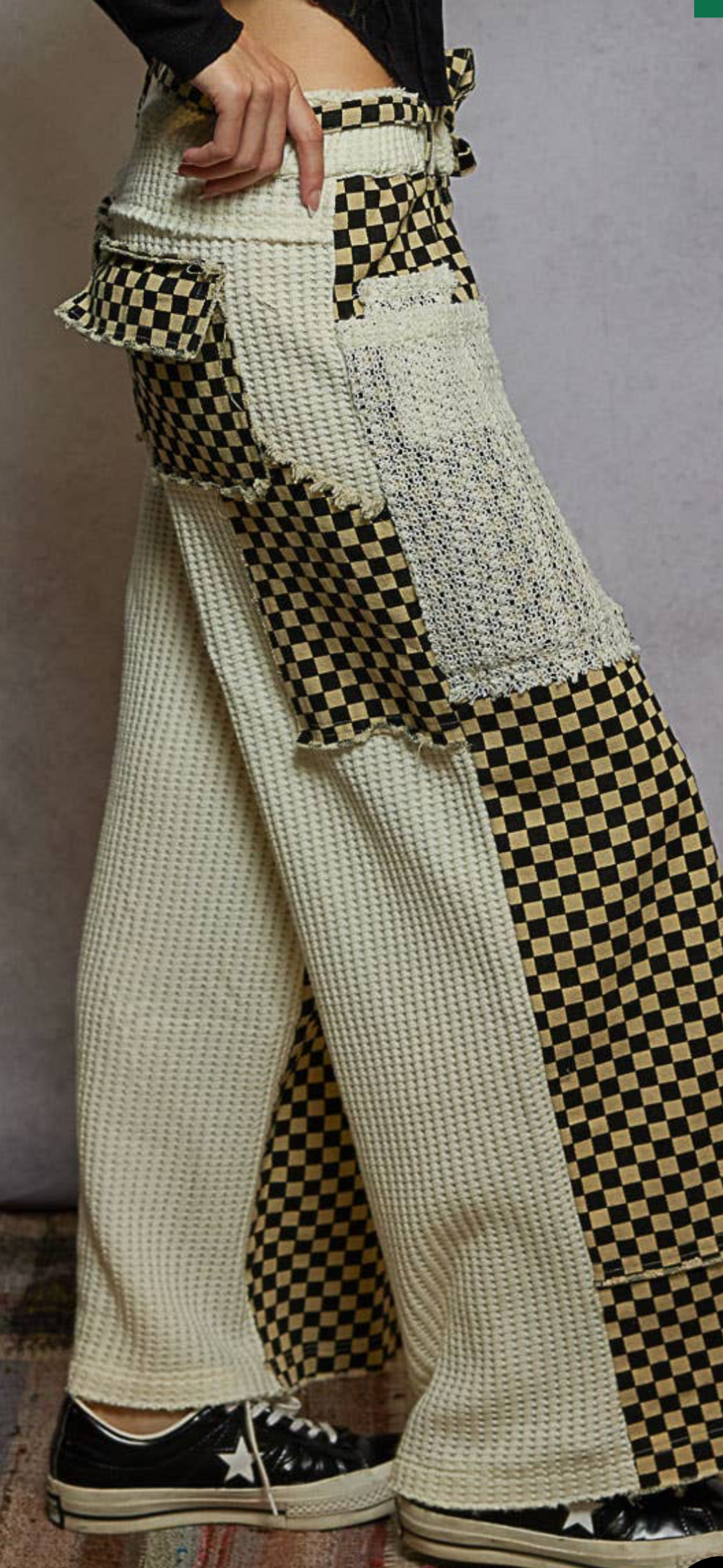 Cream checkered jeans