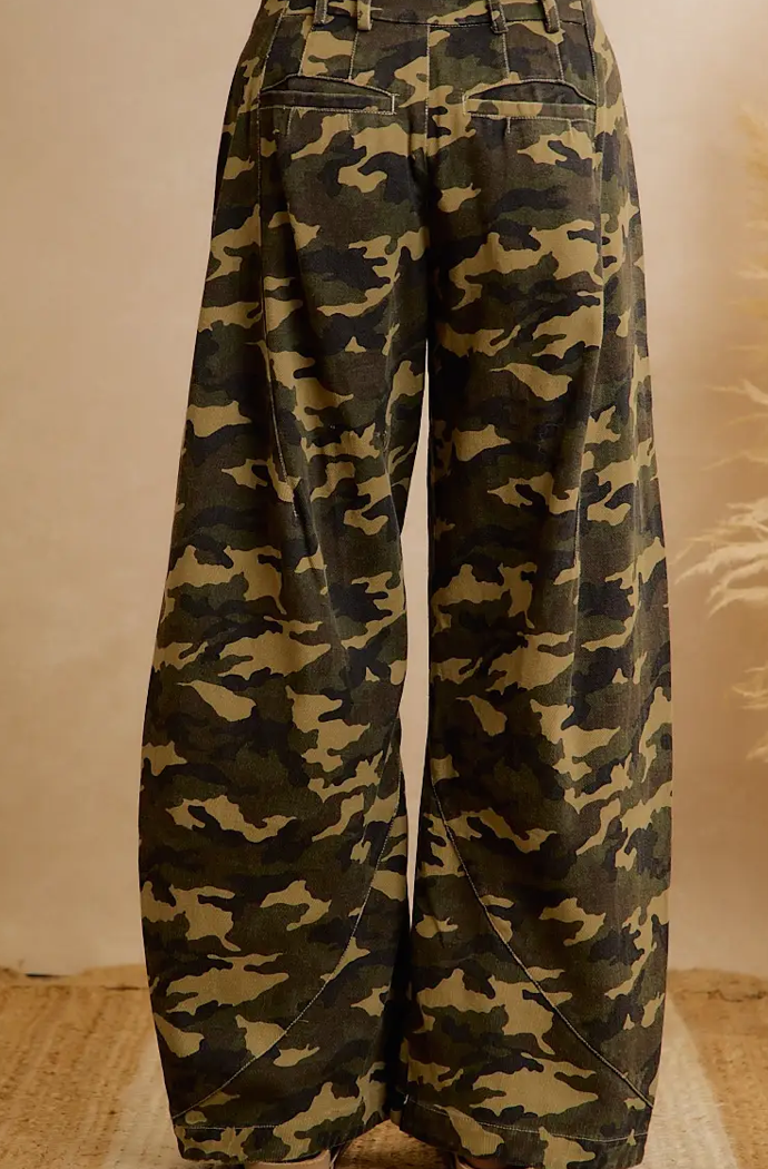 Camo Printed Cargo Jogger Pants with Drawstring