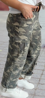 Camouflage Print Multi Pocketed Jeans