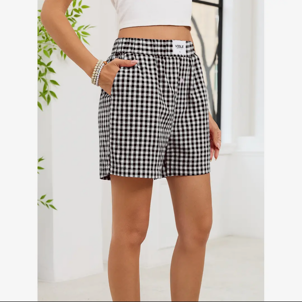 Casual Plaid Pockets Summer Shorts