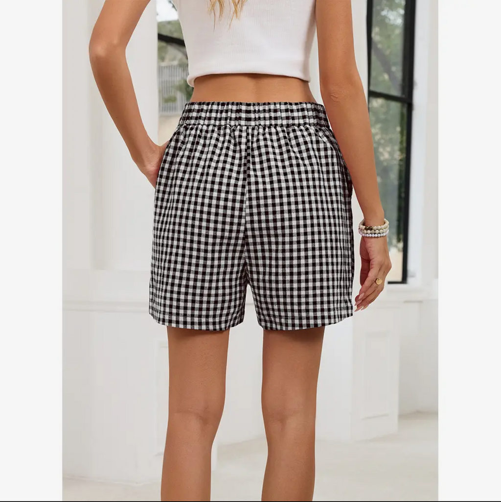 Casual Plaid Pockets Summer Shorts