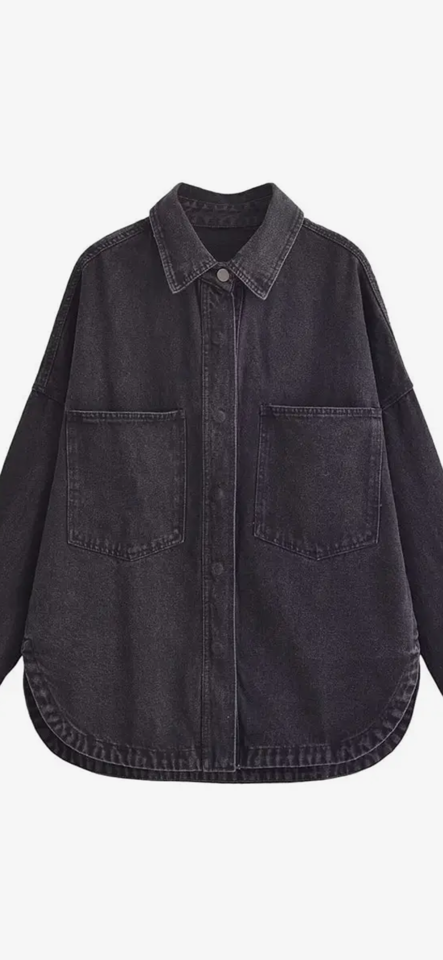 Casual Demin Button-Up Shirt Black