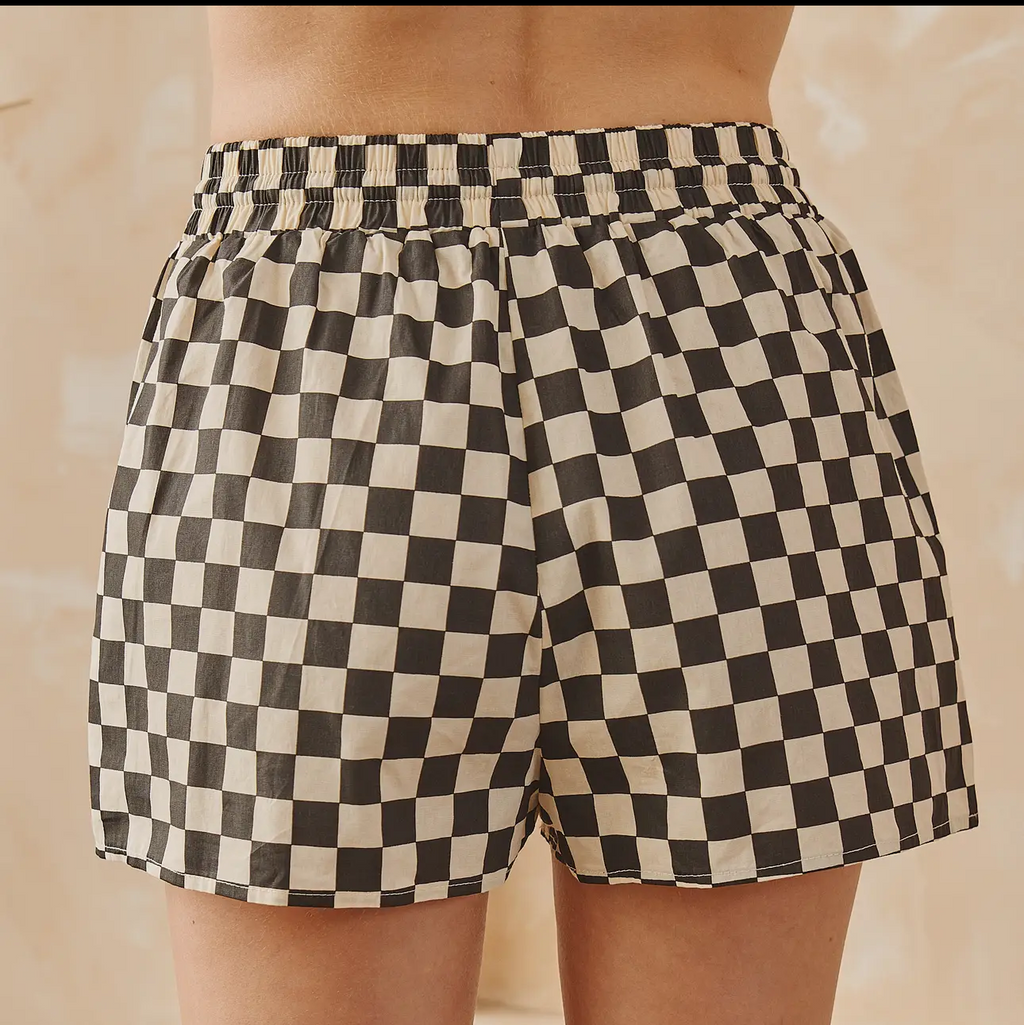 Checkered Lace Trim Shorts