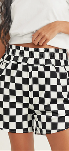 Checkered Print High Waist Casual Shorts