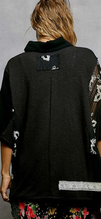 Collared Studded Button-down Short Sleeve Knit Shirt Top-black