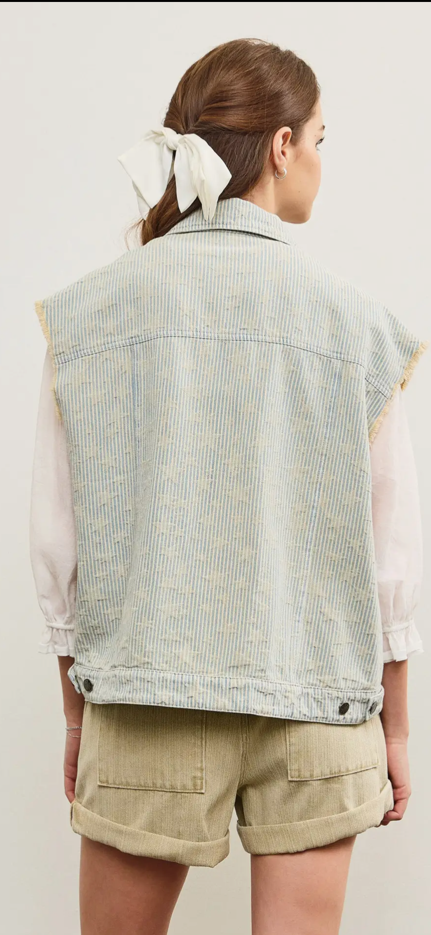 Celestial Distressed Stripe Denim Vest