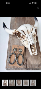 3Teired Western Style Turquoise Stone Post Drop Earrings- Route 66