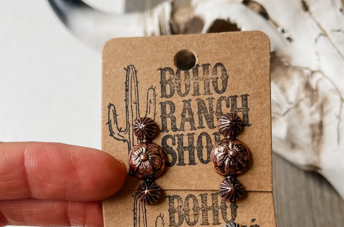 Concho Casting Stud Earrings-copper