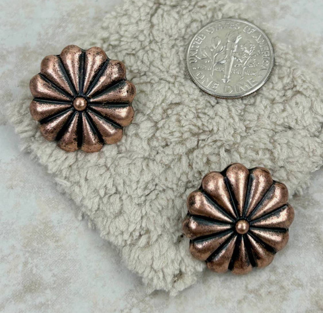 Copper Concho Post Earrings