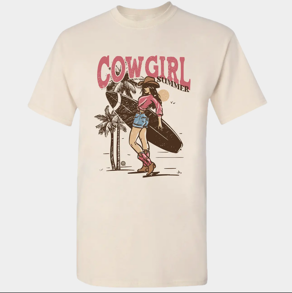 Cowgirl Summer graphic Tee- natural