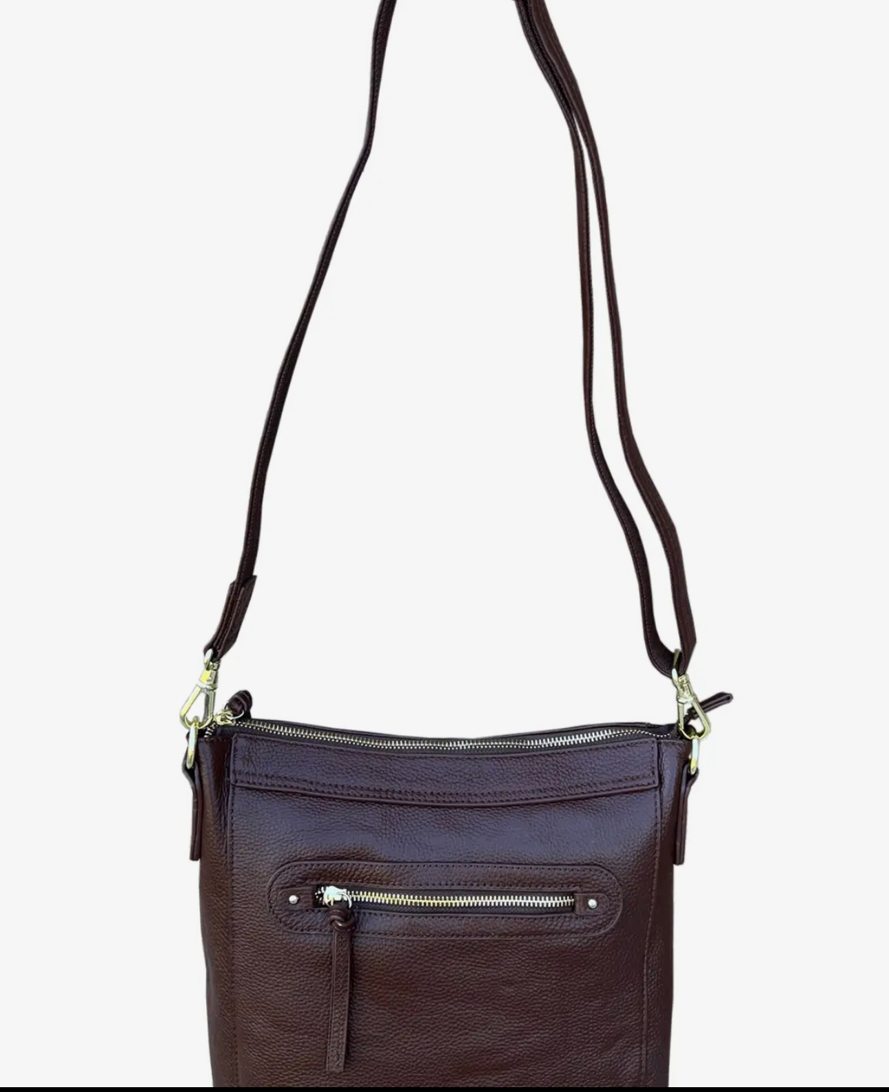 Cowhide Leather Crossbody Shoulder Bag with Wire Strap-black